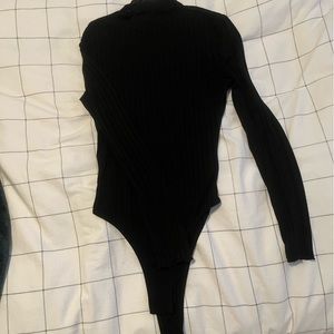 Black ribbed, long sleeve bodysuit